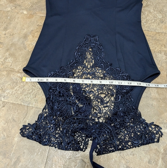 Lulu's Small Navy Blue Gorgeous Renaissance Court Lace Cocktail Mini Dress‎ - Picture 12 of 16